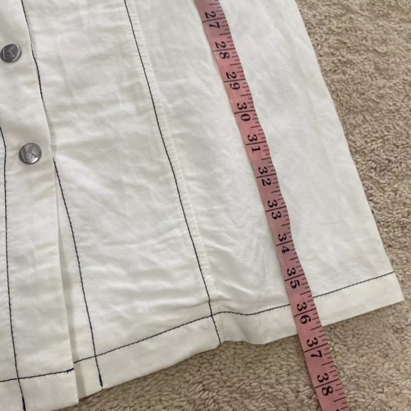 New KARL LAGERFELD PARIS Linen Blend Shirt Dress Snap Front Short Sleeve Size 2 - Picture 11 of 16